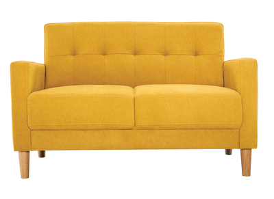 Sofá 2 plazas de estilo nórdico amarillo mostaza con efecto aterciopelado MOON